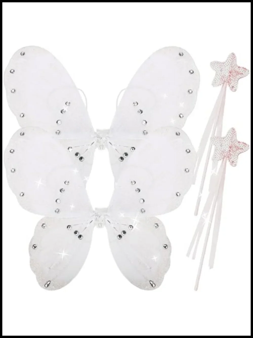 Fairy Wings Set 4 Pack with 2 Butterfly Wings and 2 Wands for Party Dress-up